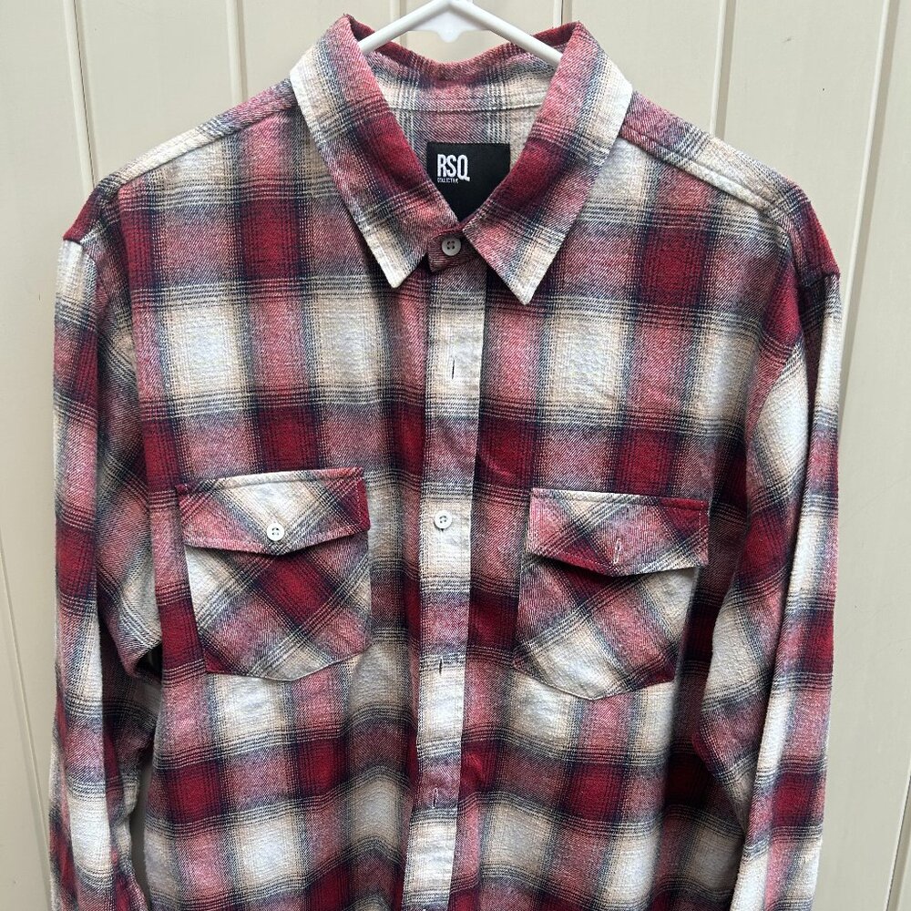 RSQ Red Plaid Flannel Size Large
